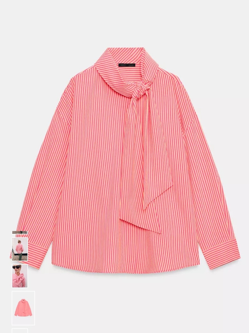 Zara Tied Striped Shirt - Picture 4 of 8